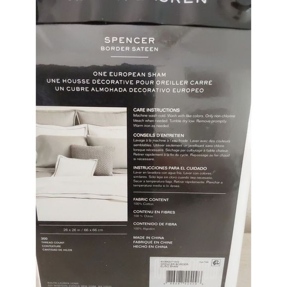 Ralph Lauren SPENCER BORDER SATEEN Cotton 300TC Clay Tan European Pillow Sham - Picture 8 of 9